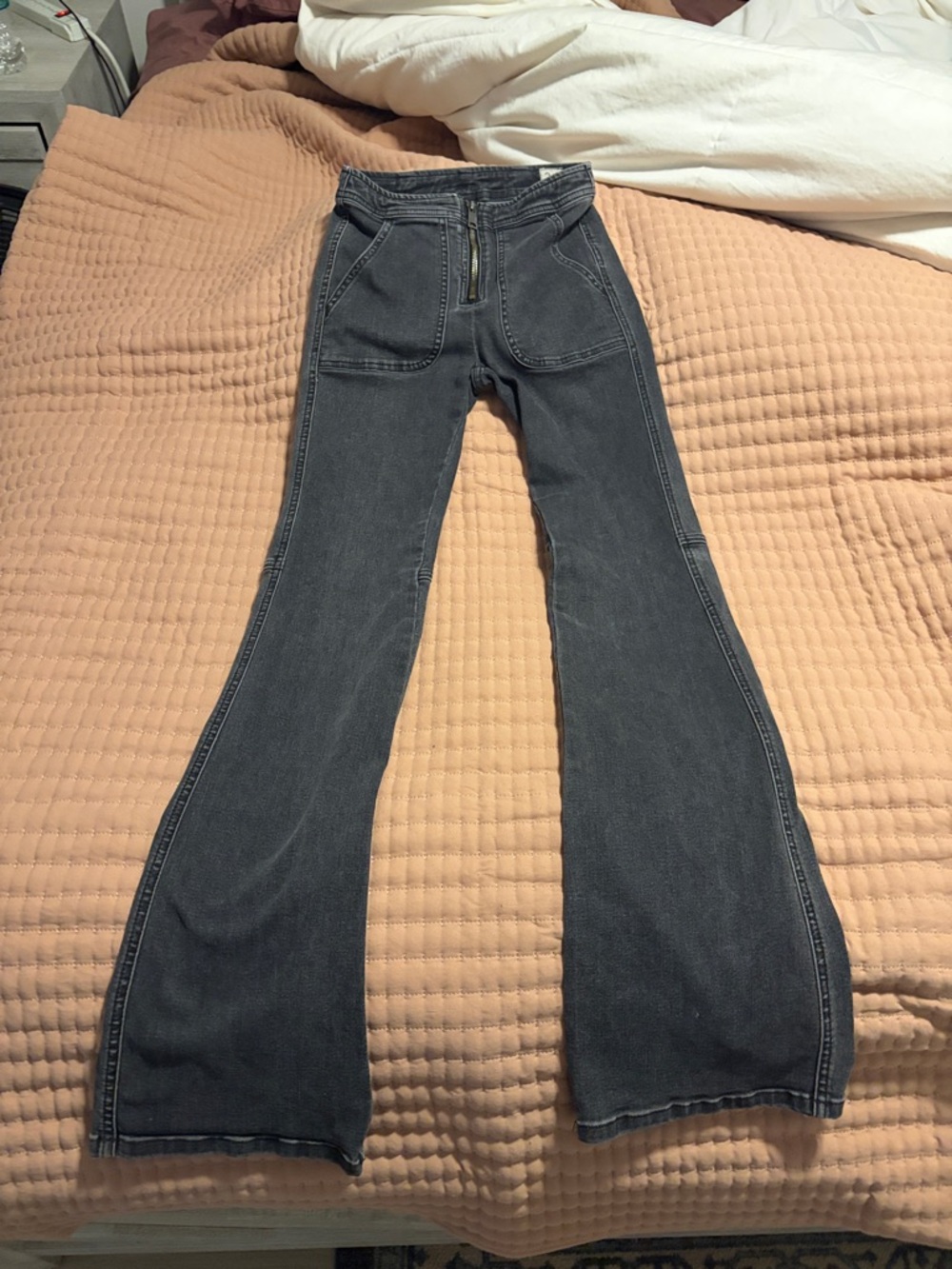 Free People Women's High-Rise Flared Jeans in Washed Black